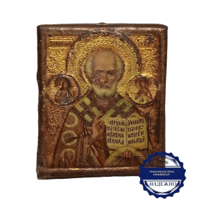 Карточка старинная икона «Николай Чудотворец» 19-ый век Россия